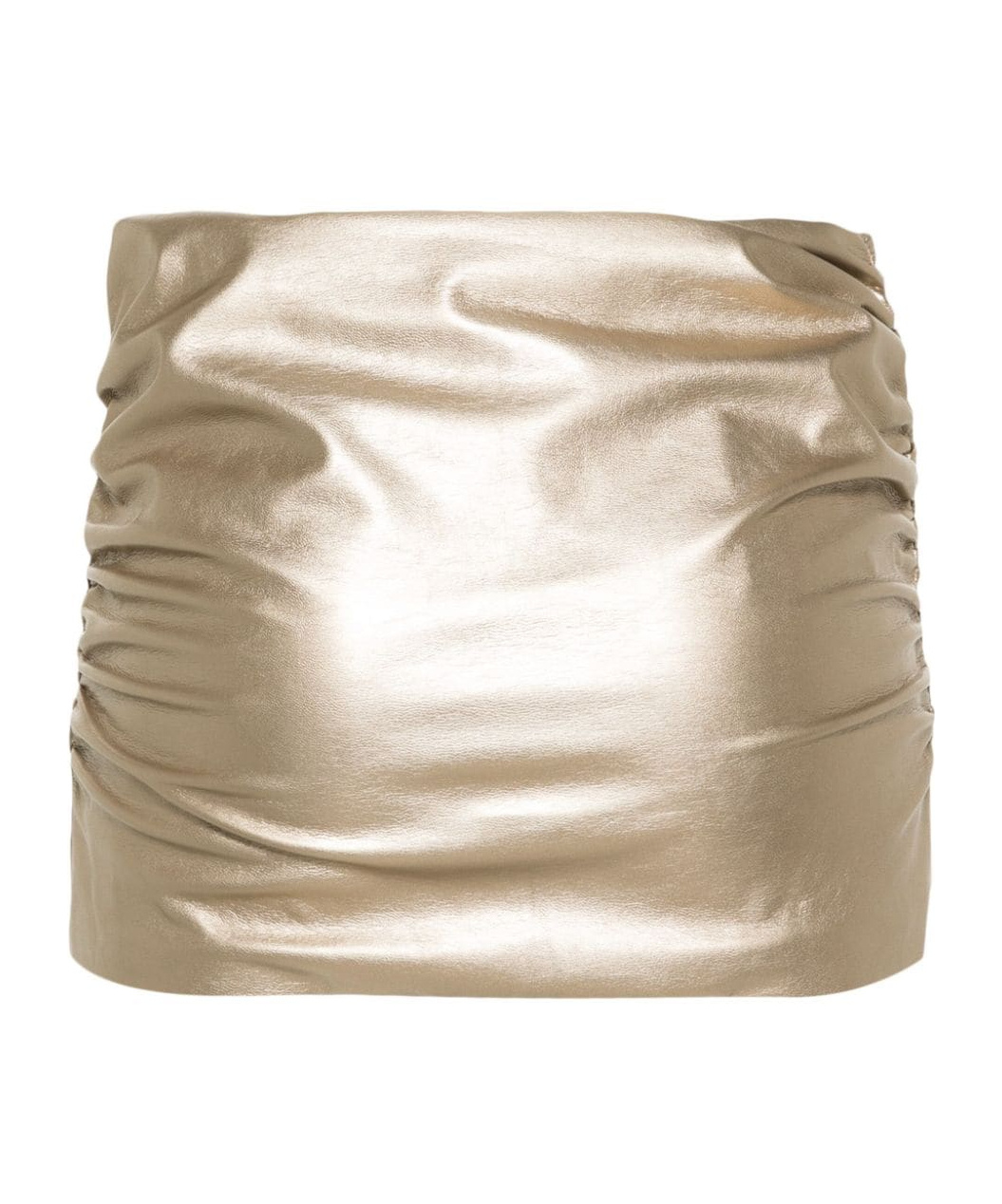 Misbhv Ruched Metallic Miniskirt In Nude
