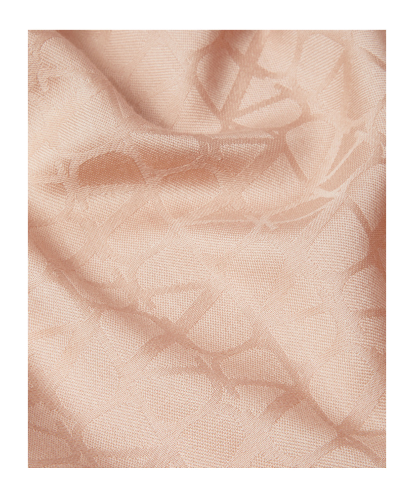 Valentino Monogram Silk Blend Scarf In Nude