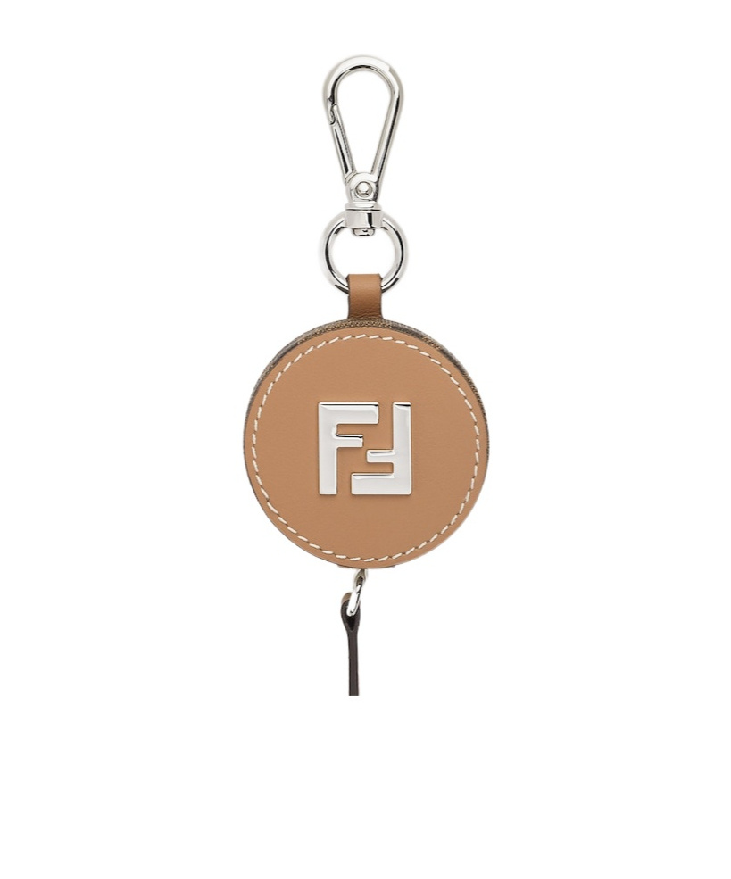 Fendi Logo Pattern Key Bag In Nude
