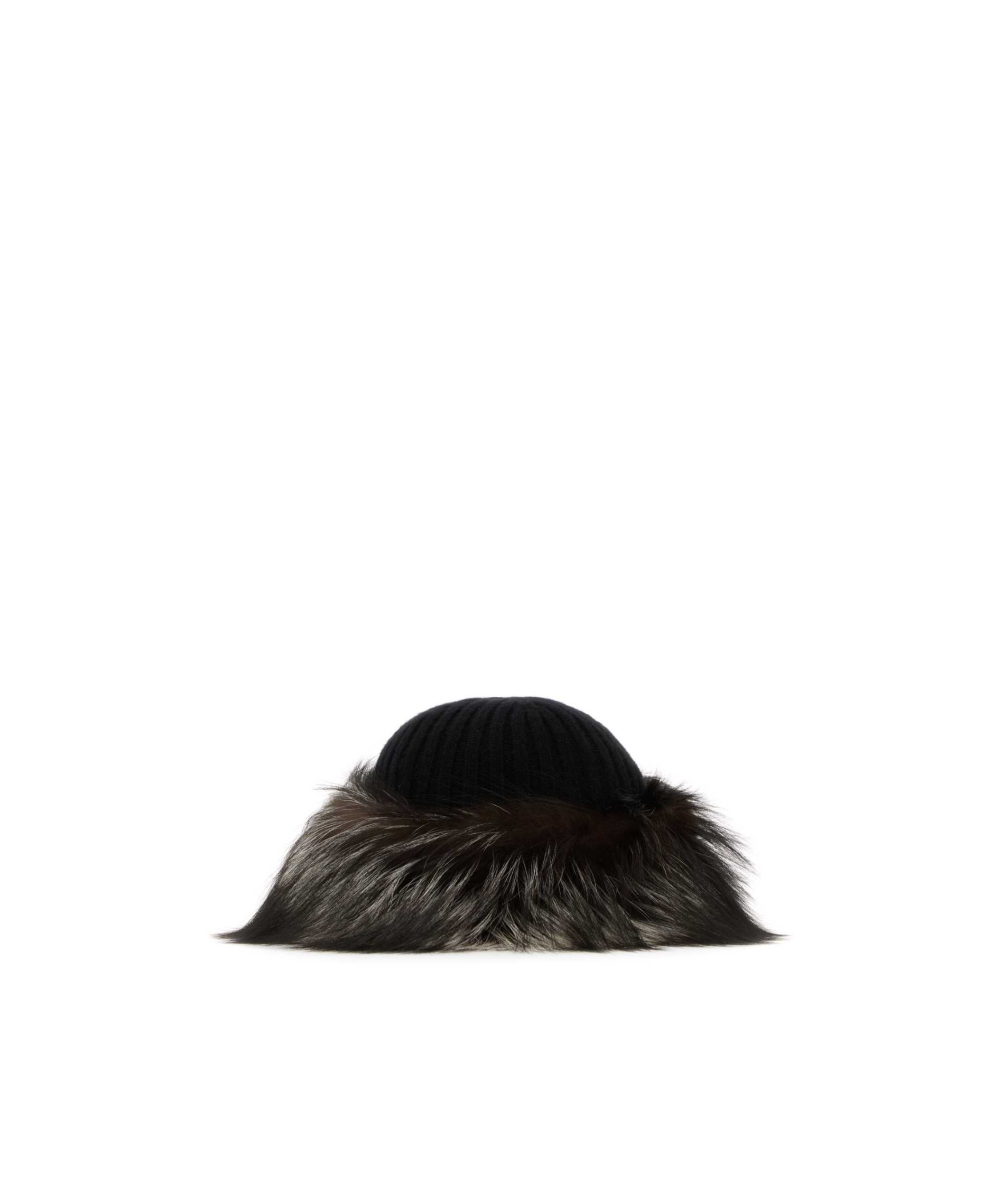 Prada Knitted Woolen Cap In Black