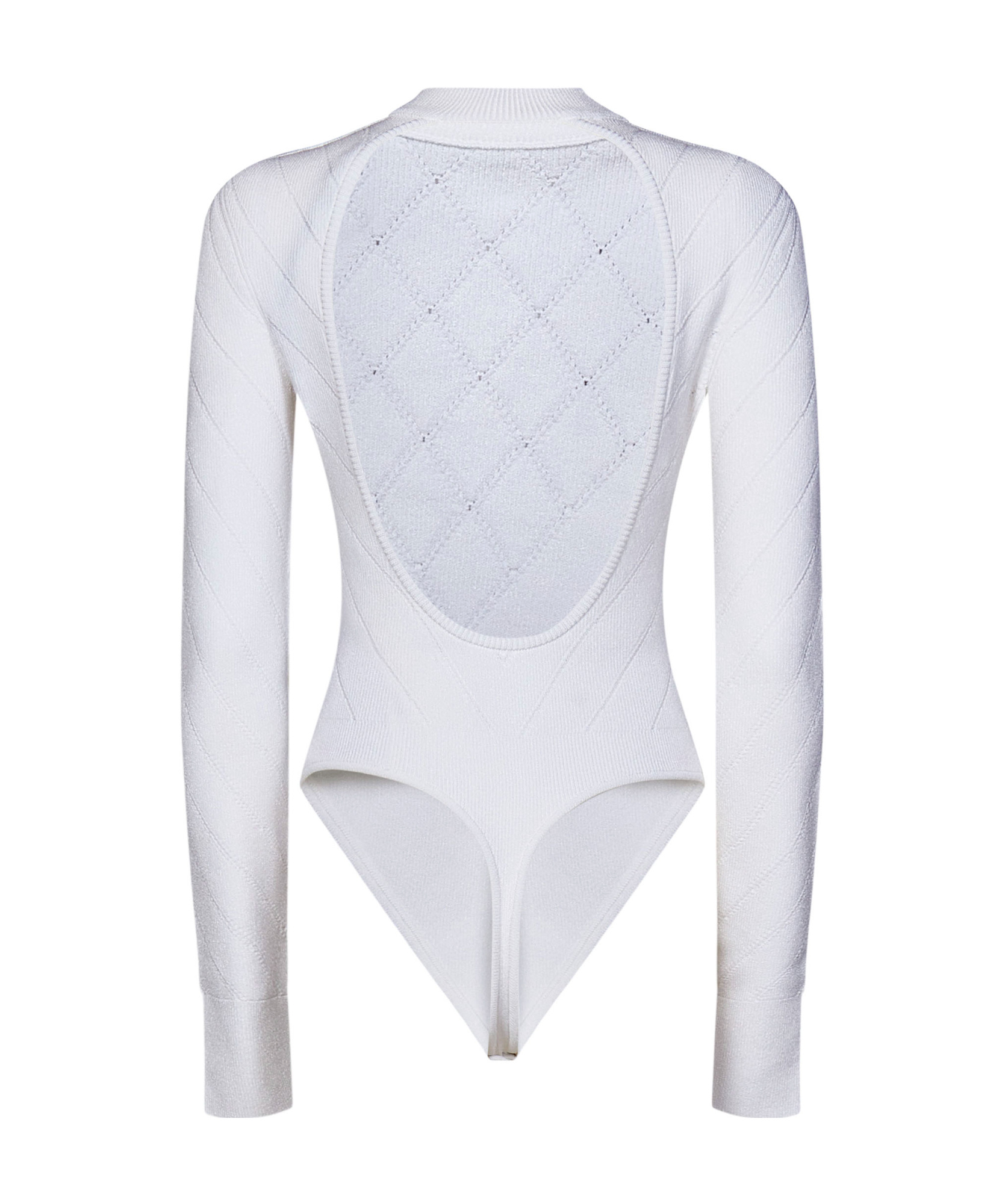 Shop Balmain Ribbed Long-sleeved Bodysuit In White
