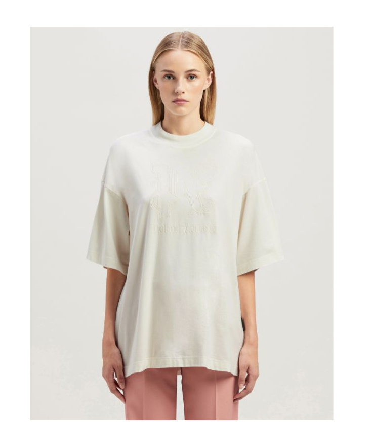 Palm Angels Monogram Embroidered Crewneck T-shirt In White