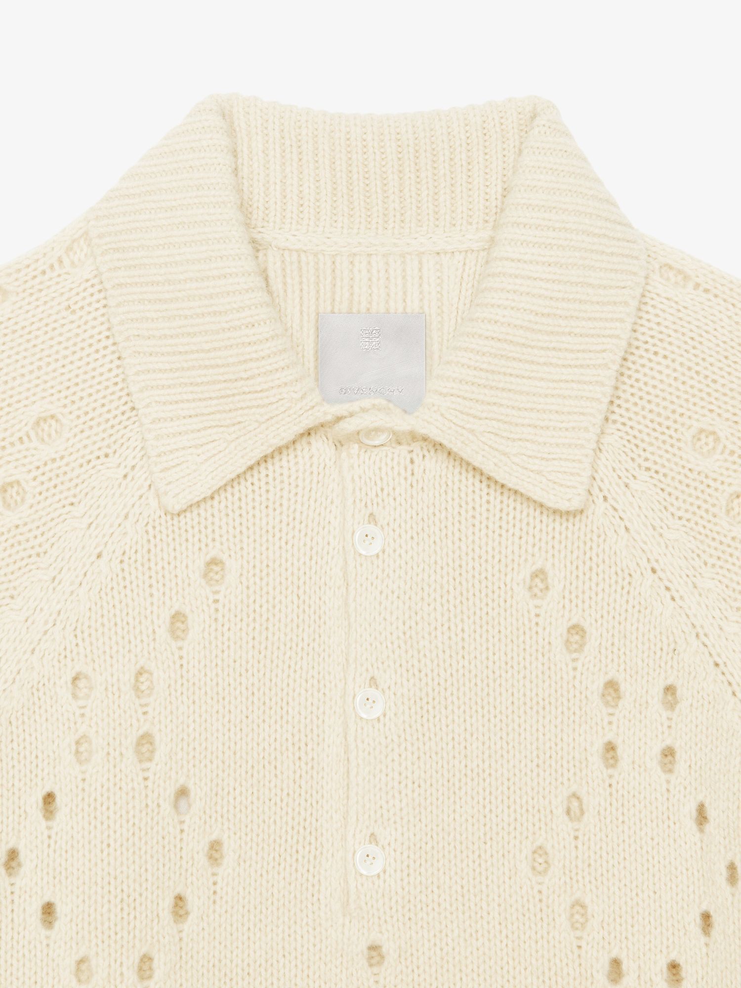 Givenchy Ribbed Collar Knit Sweater In White
