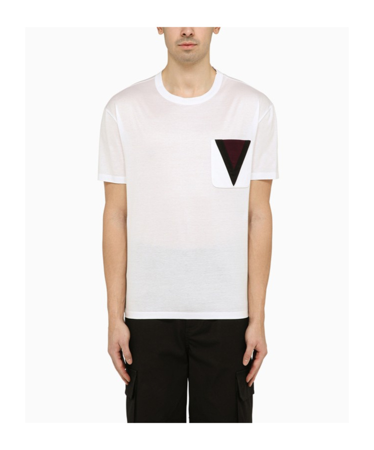 Shop Valentino Chest-pocket Cotton T-shirt In White