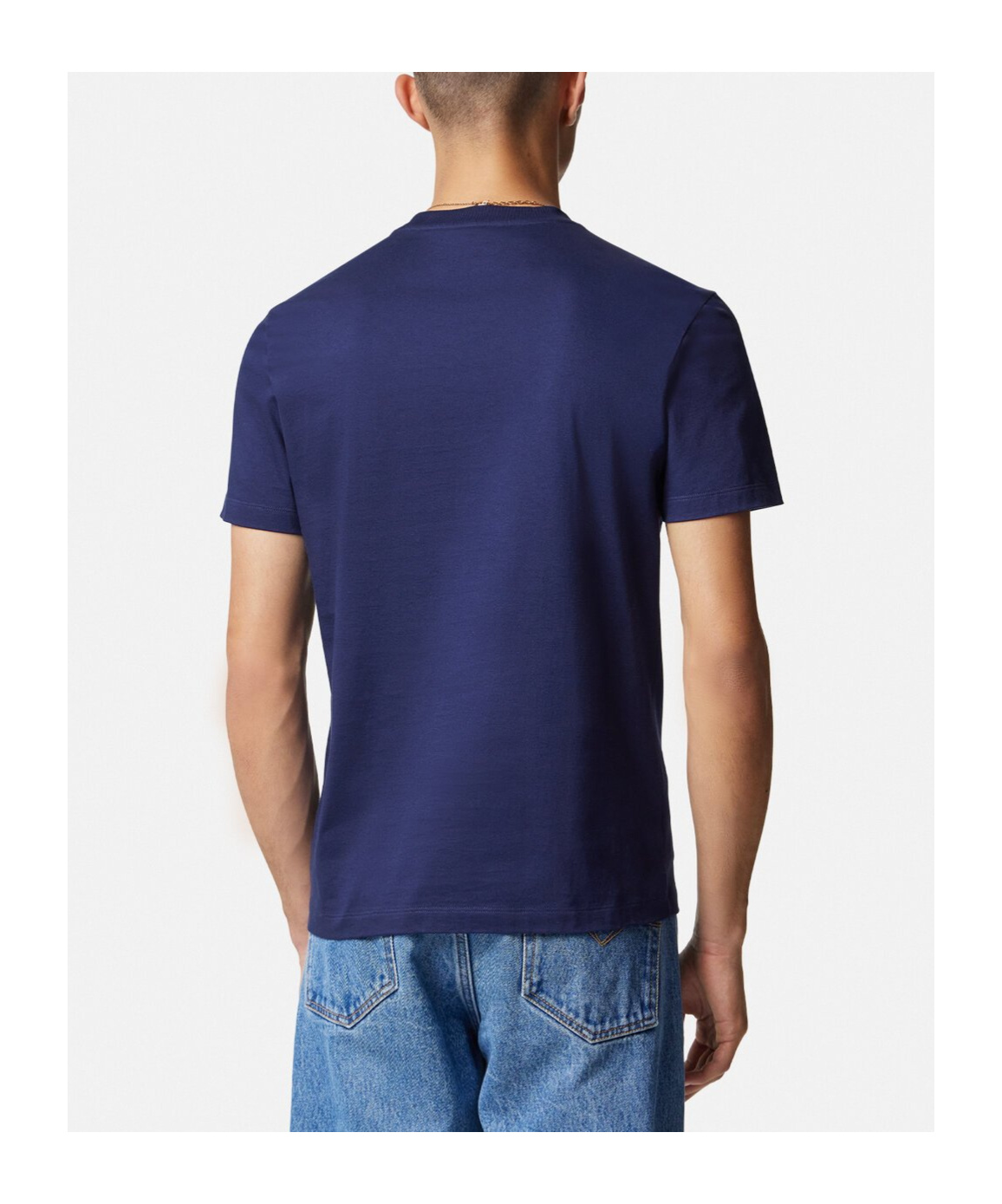 Versace Logo-print Cotton T-shirt In Blue