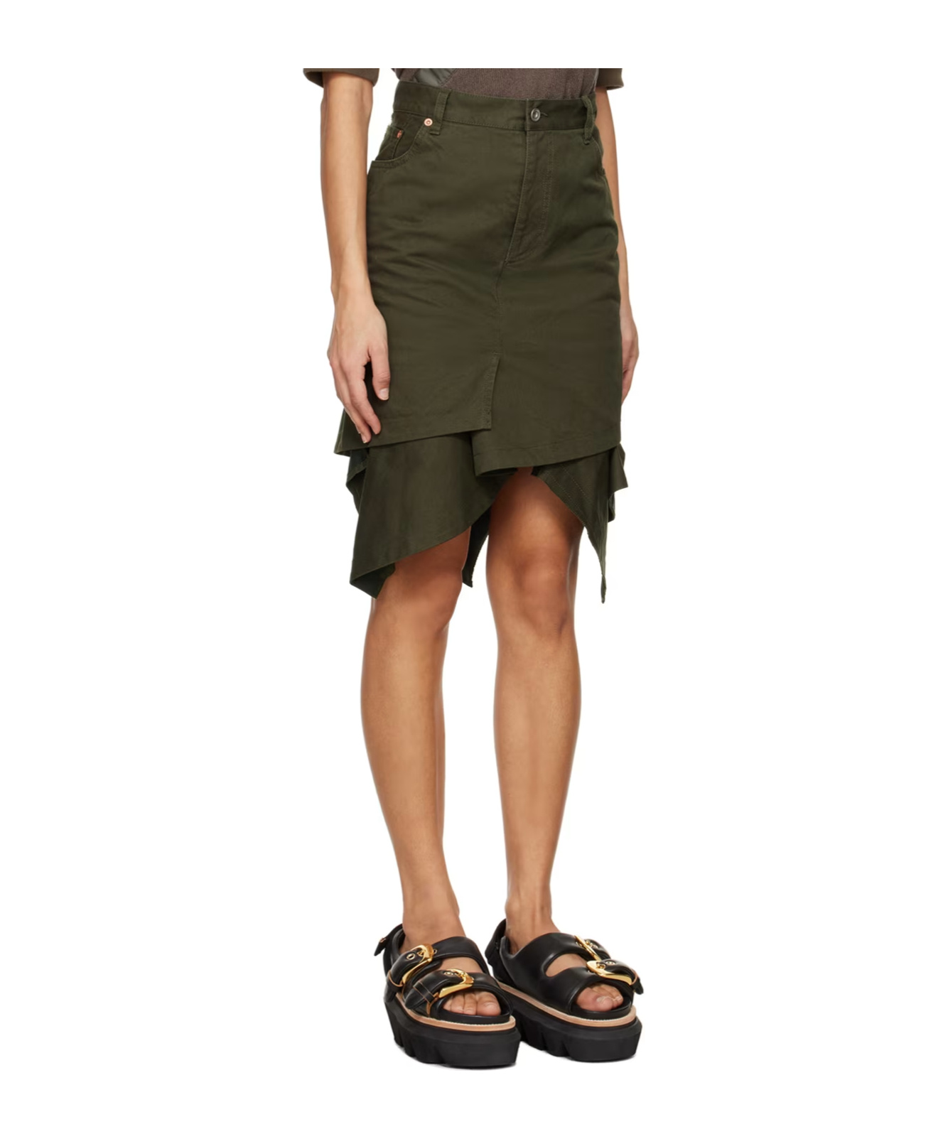 Sacai Asymmetric Skirt In Green