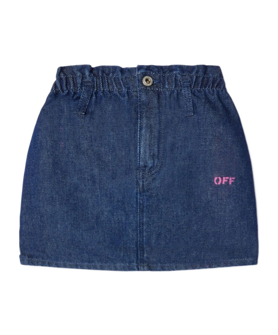 Off-white Girl's Off Stamp Plain Denim Skirt In Blue