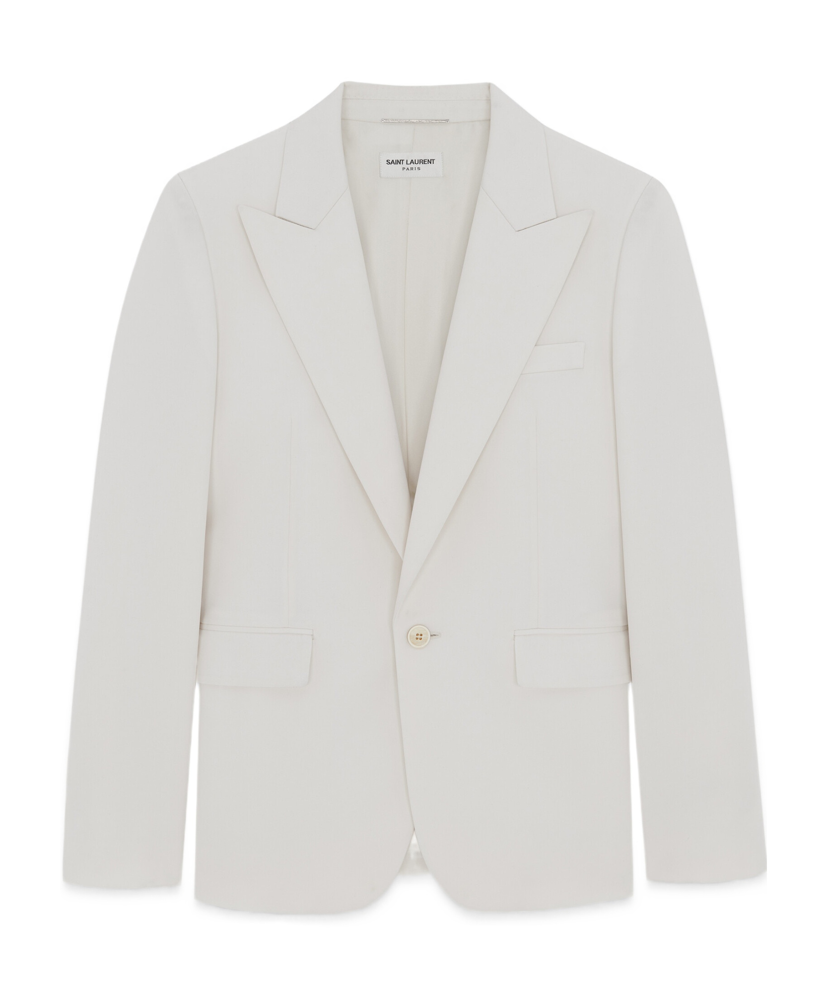 Saint Laurent Single-breasted Virgin Wool-gabardine Blazer In White