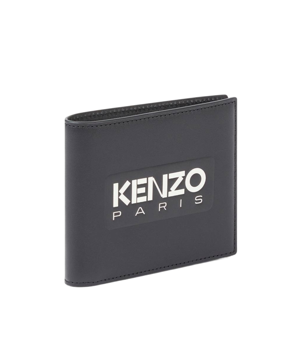 Kenzo Textured Leather Cardholder With Maxi Logo In Black