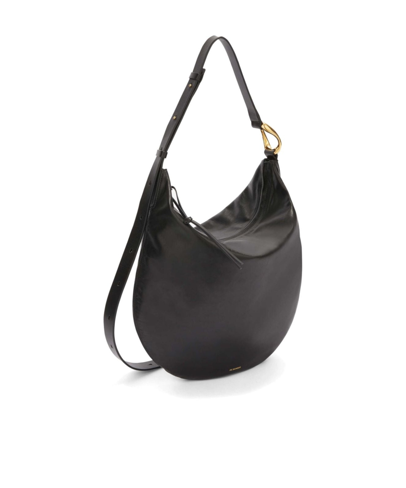 Jil Sander Medium Moon Leather Shoulder Bag In Black