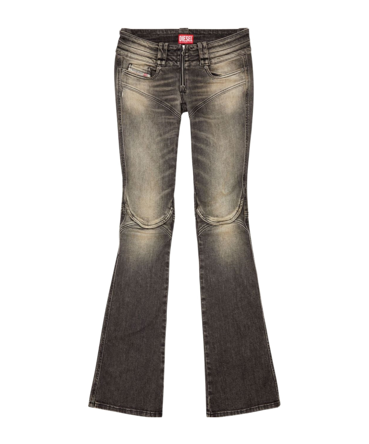 Diesel Belthy Low-rise Bootcut Jeans In Black