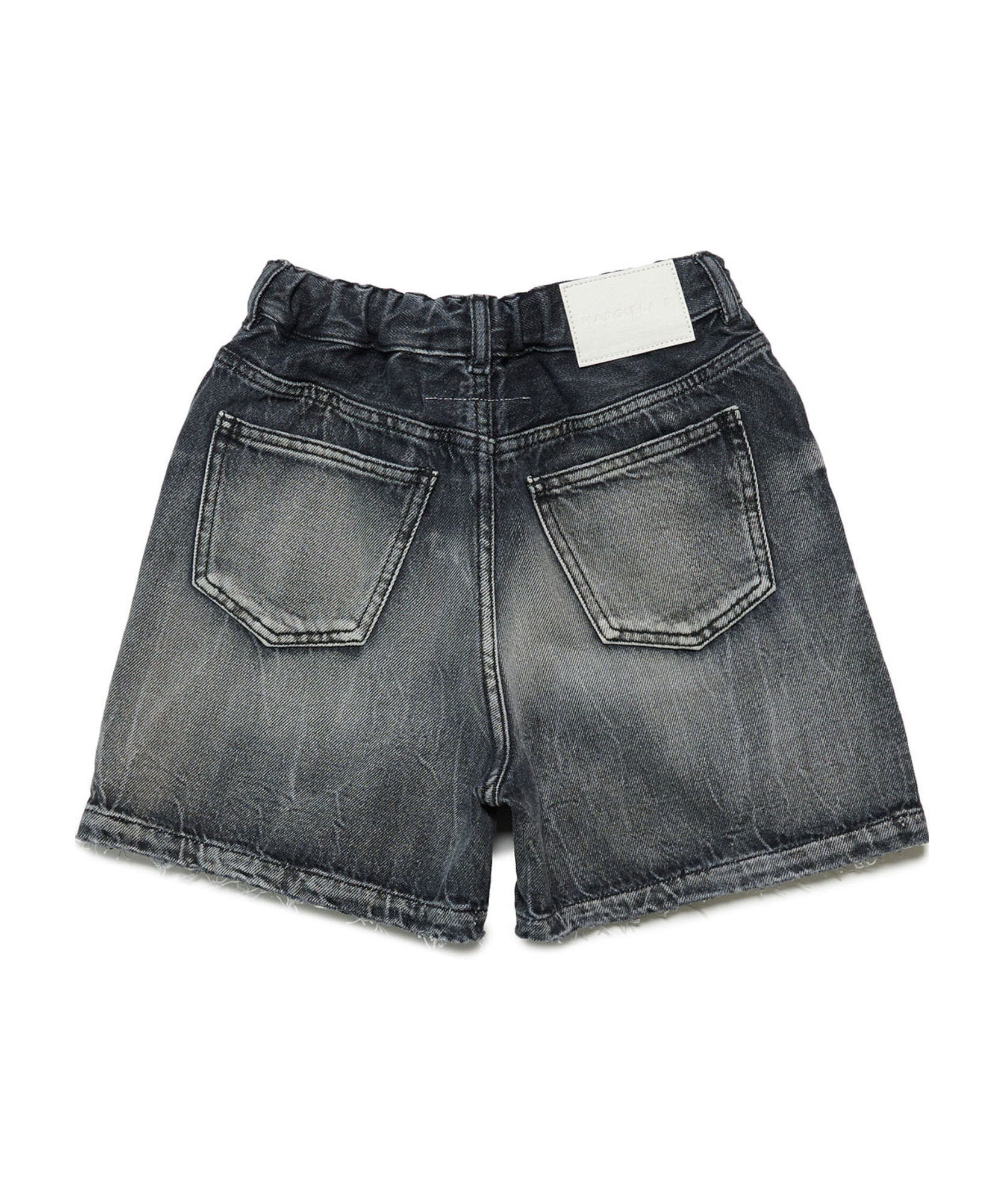 Mm6 Maison Margiela Logo-patch Drawstring Denim Shorts In Gray