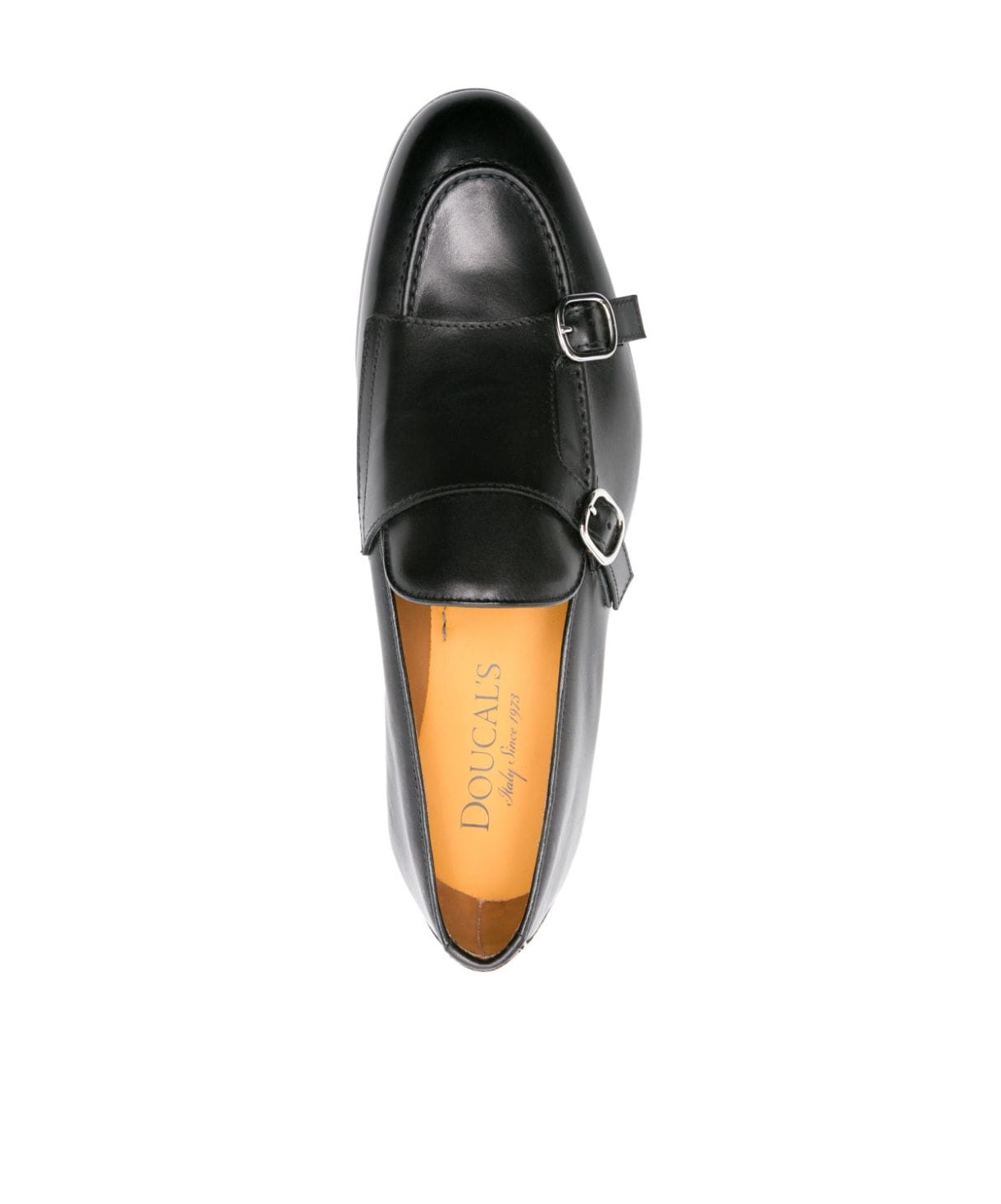 Doucal's Double-buckle Leather Monk Shoes In Black