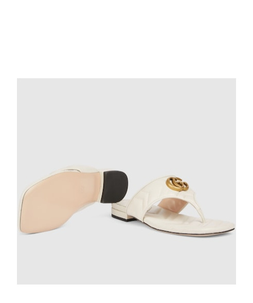 Gucci Double G Marmont Thong Sandals In White