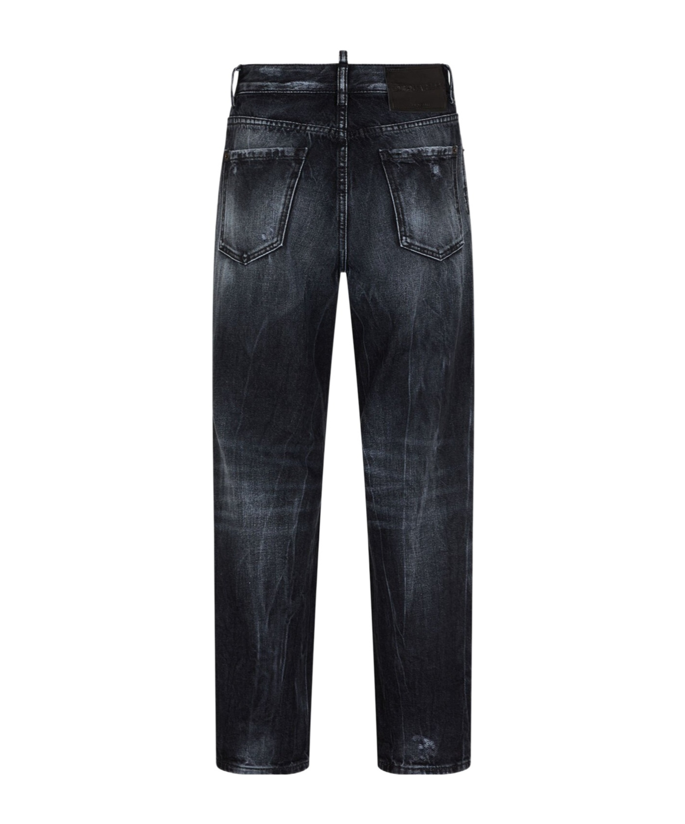 Dsquared2 Straight-leg Jeans With Distressed Accents In Black