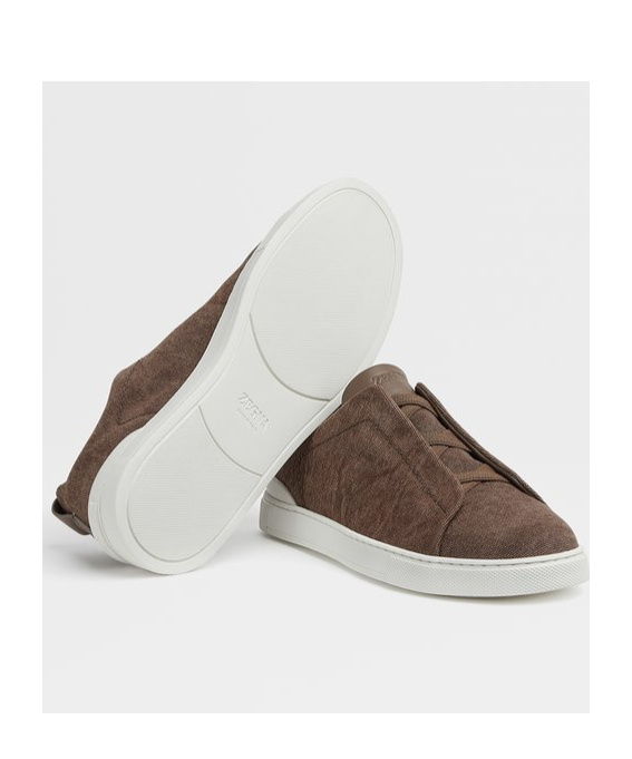 Zegna Triple Stitch Low-top Sneakers In Brown