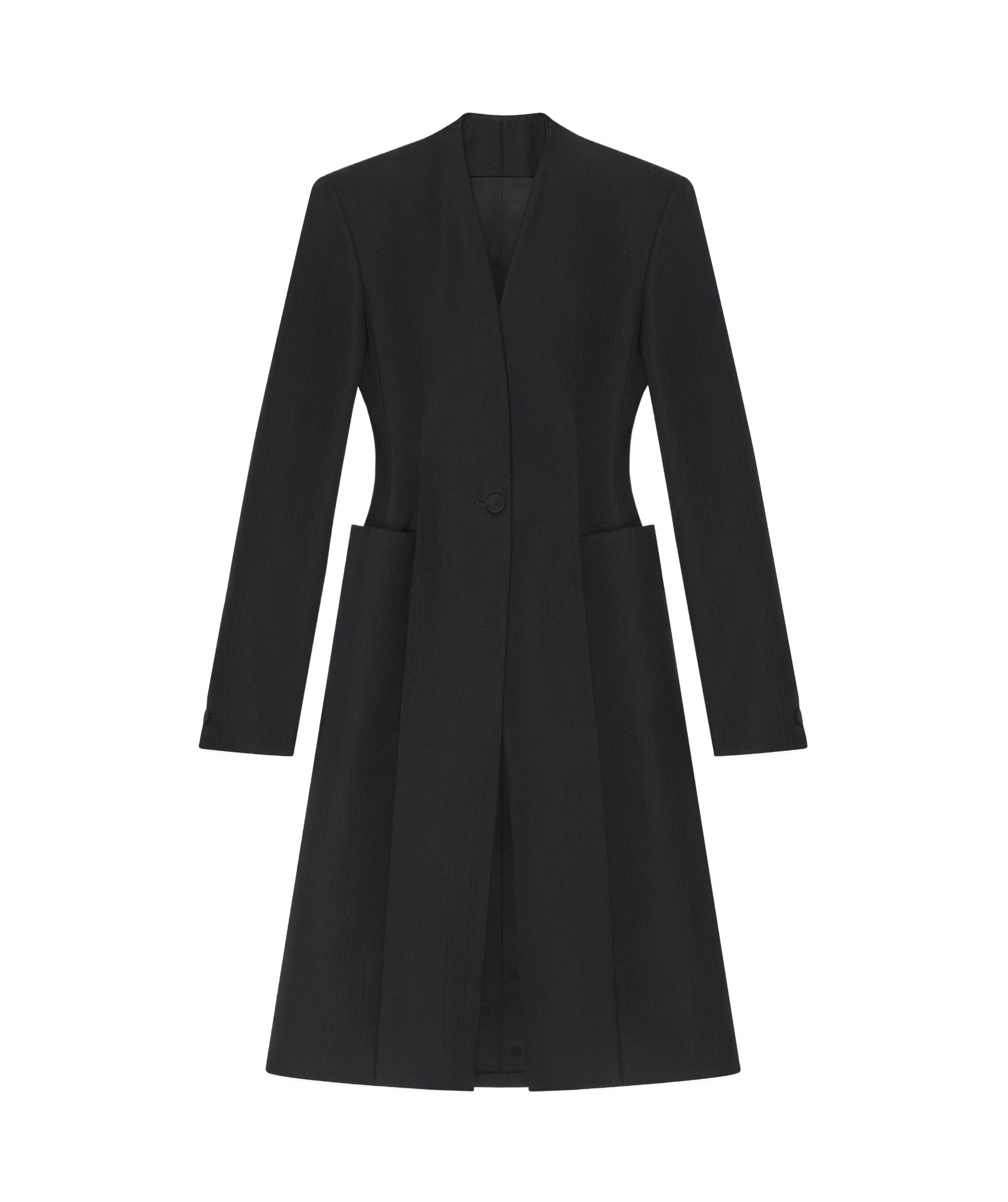 Givenchy Hourglass Wool Top Coat In Black