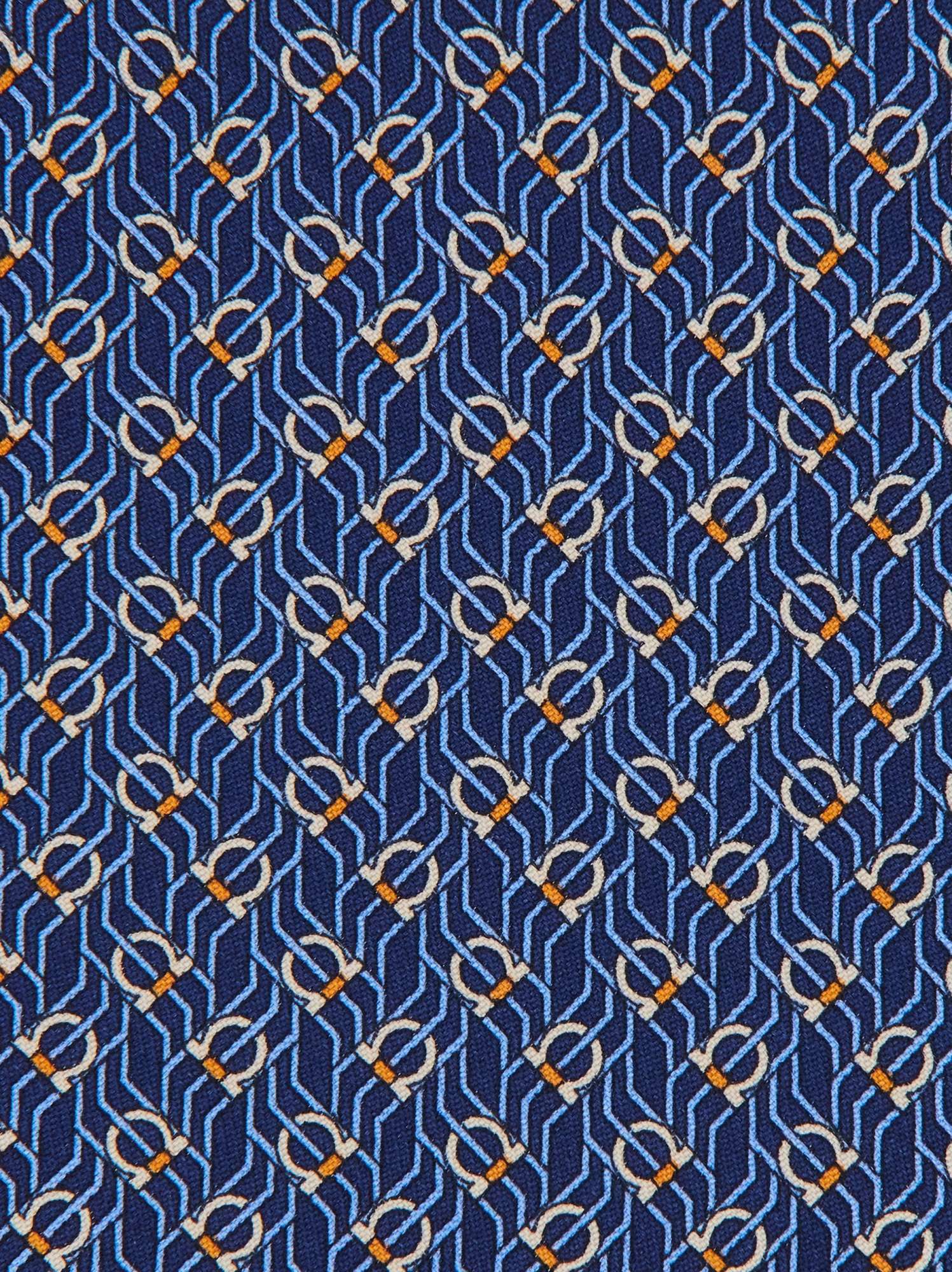 Ferragamo Tetris Printed Silk Tie In Blue