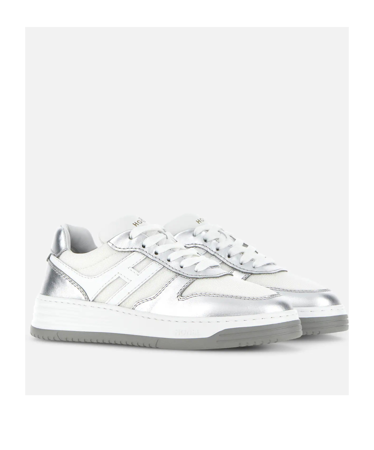 Hogan 630 Metallic-panelled Sneakers In White