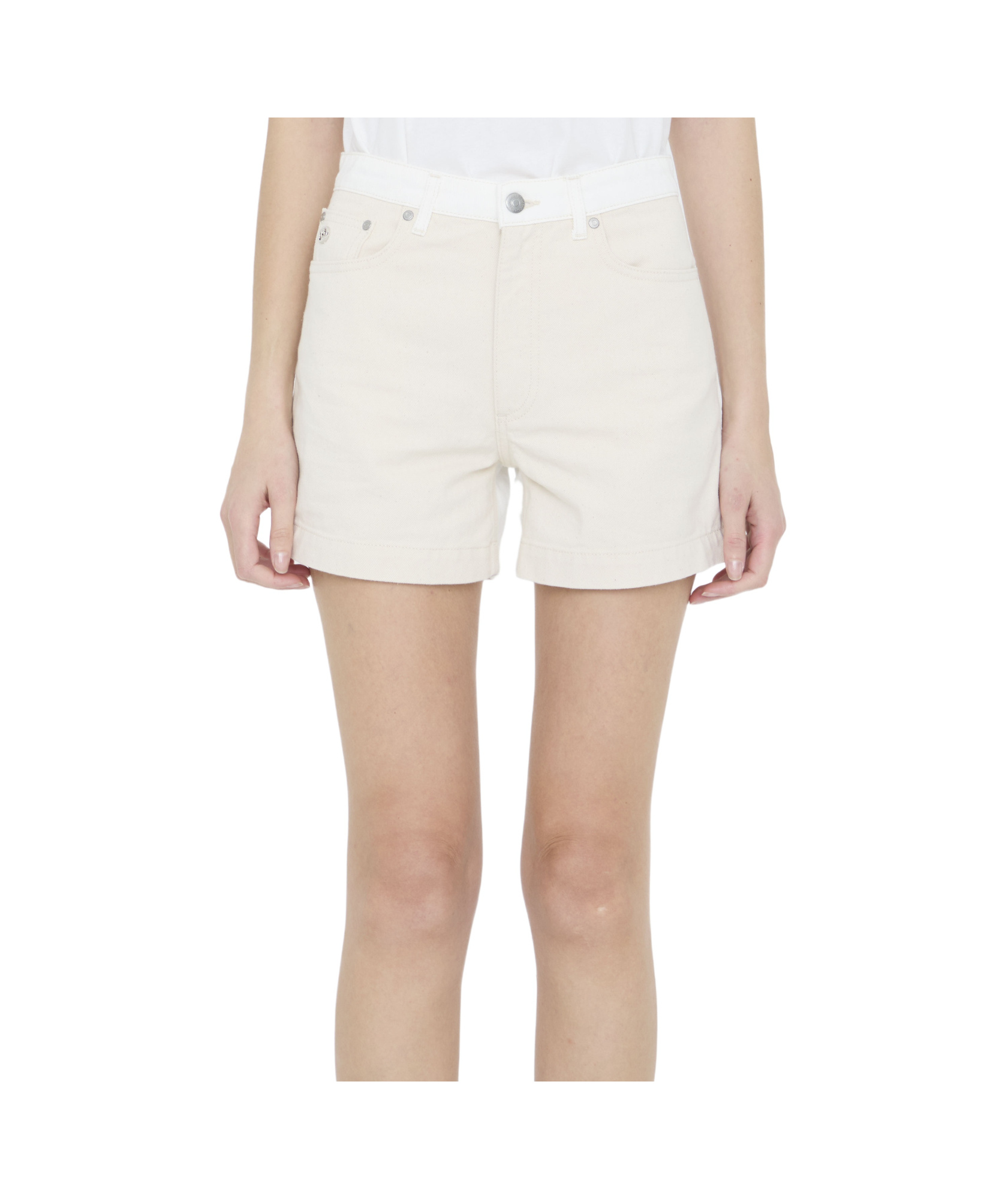 Stella Mccartney Sustainable Denim Workwear-inspired Shorts With Flared Cut In White