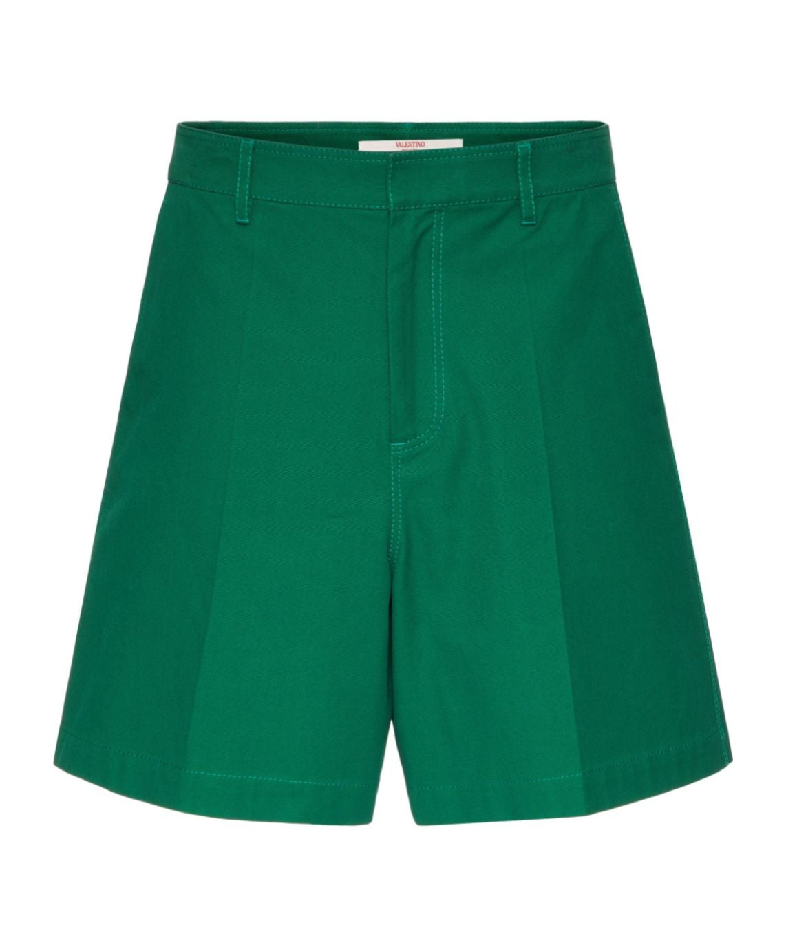Valentino "canvas Bermuda Shorts With V Detail" In Green