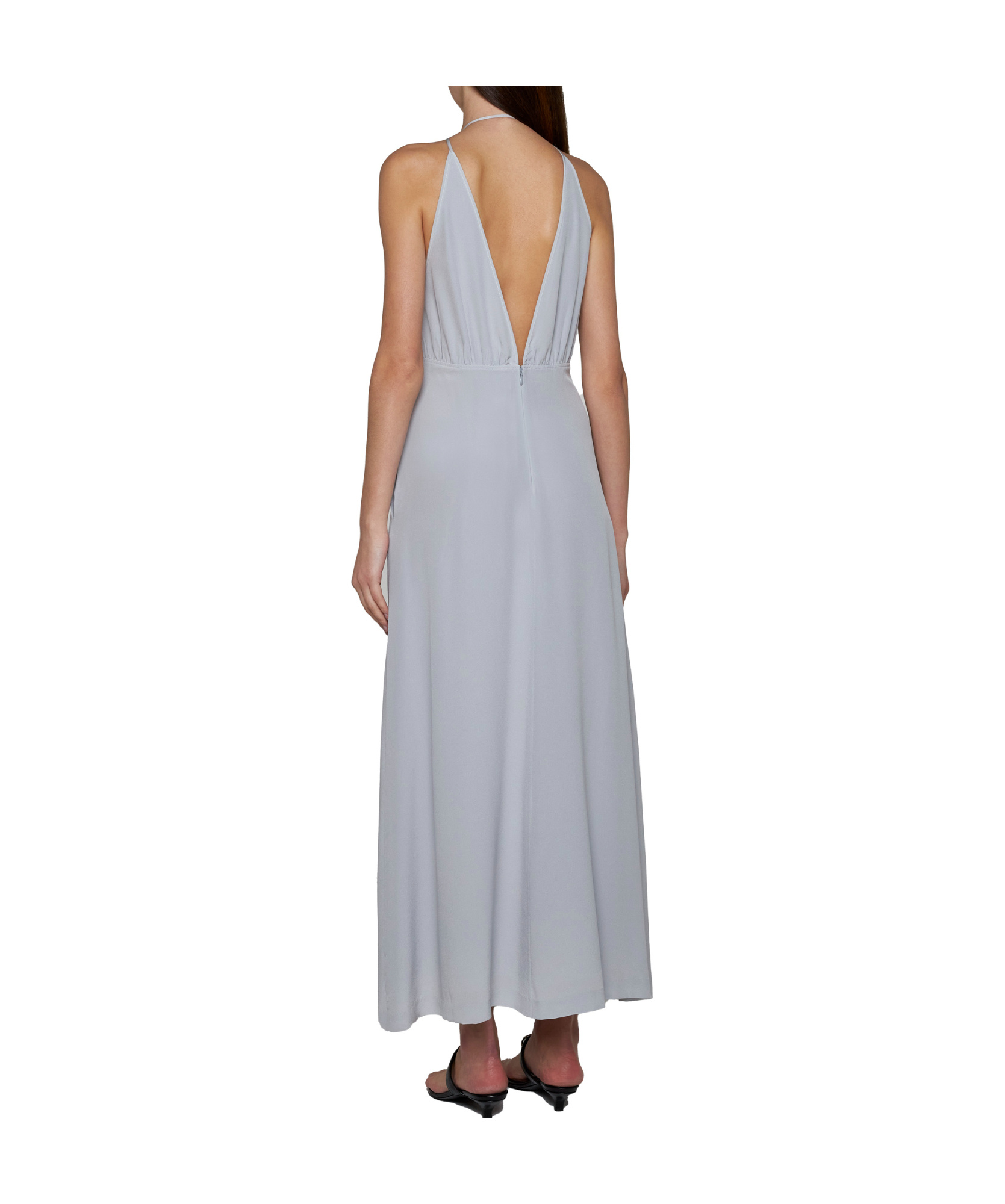 Shop Totême Halterneck Silk Dress In White