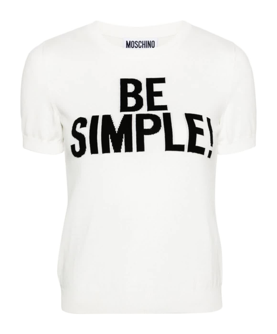 Moschino Slogan Intarsia-knit Cotton Jumper In White