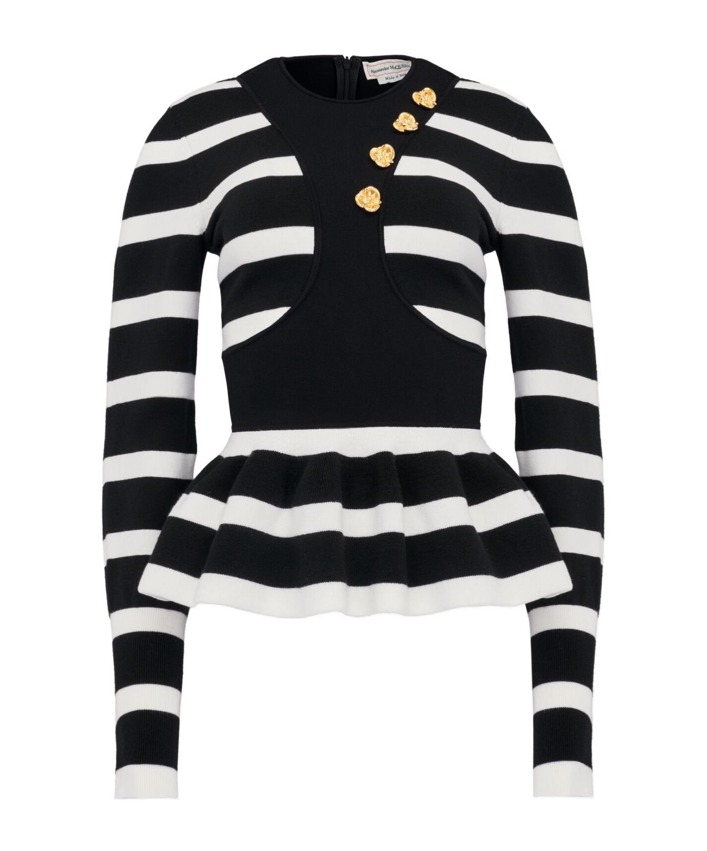 Alexander Mcqueen Wool Striped Sweater In Black