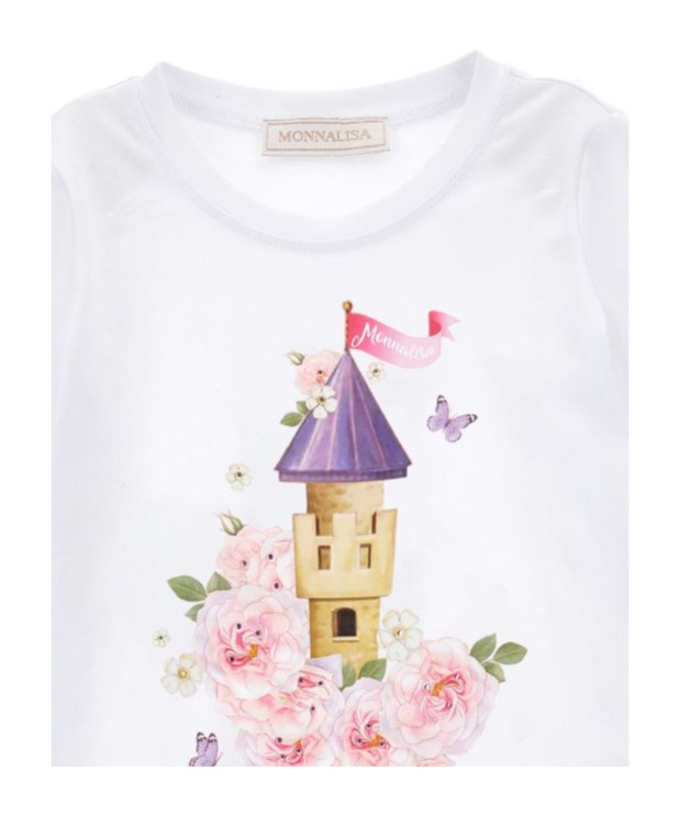 Monnalisa Graphic-print Jersey-texture T-shirt In White