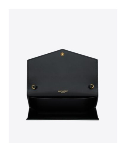 SAINT LAURENT UPTOWN CHAIN WALLET IN SHINY GRAINED LEATHER