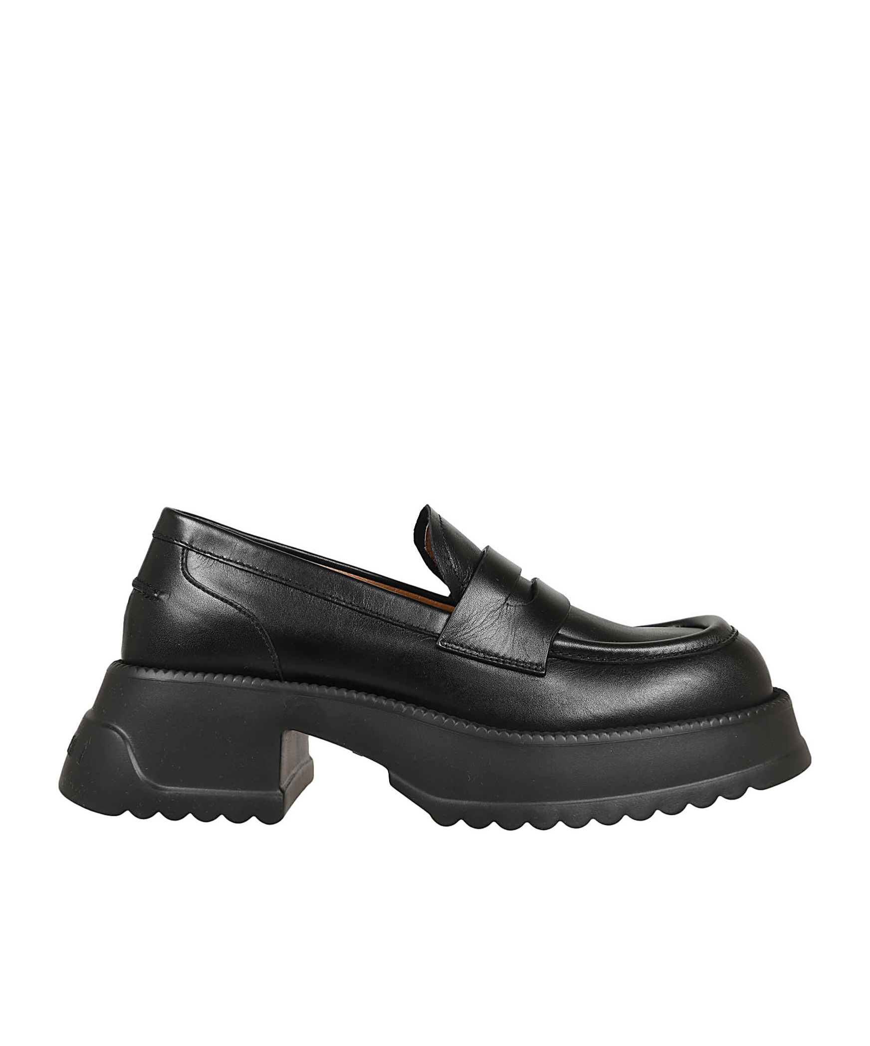 MARNI BLACK LEATHER LOAFER WITH PLATFORM SOLE