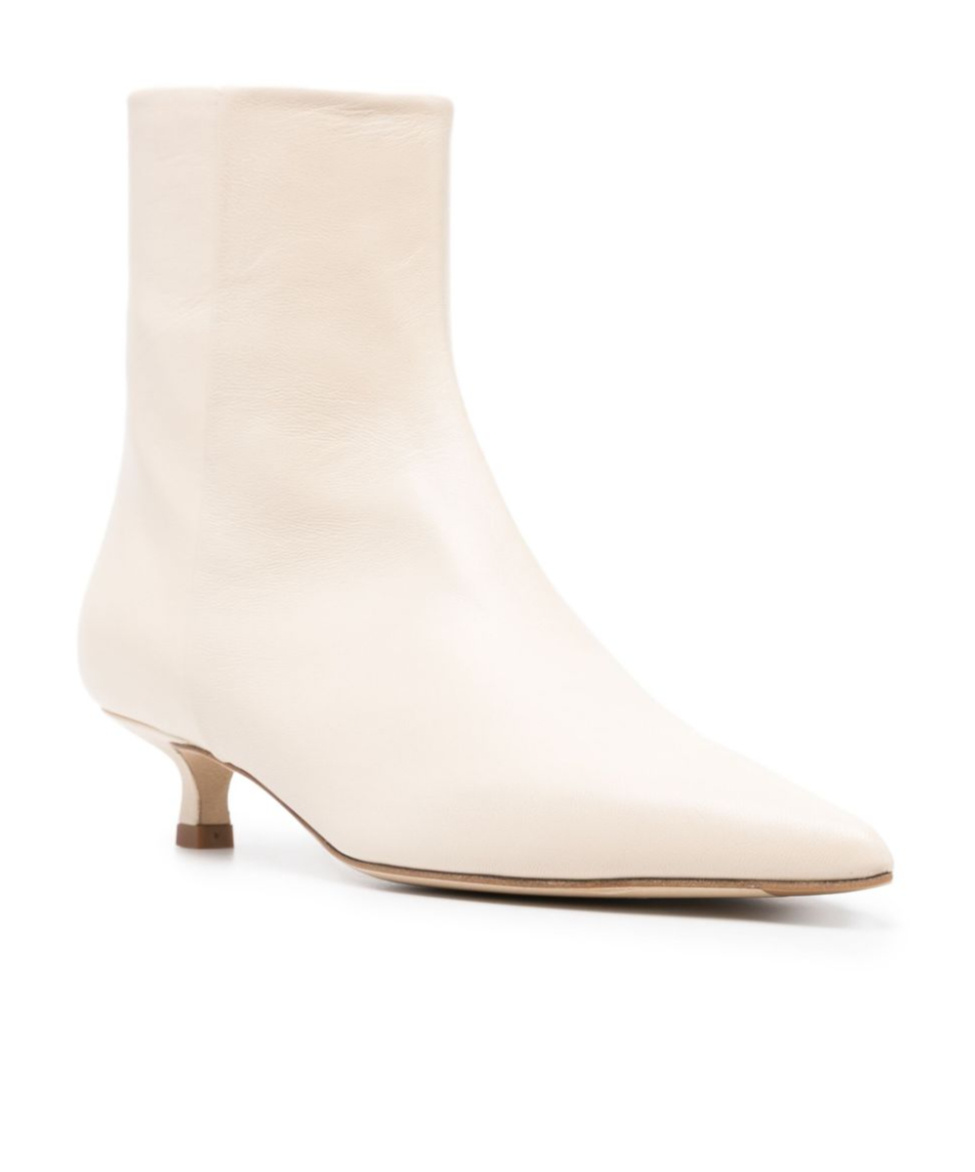 Aeyde Side-zip Leather Ankle Boots In White