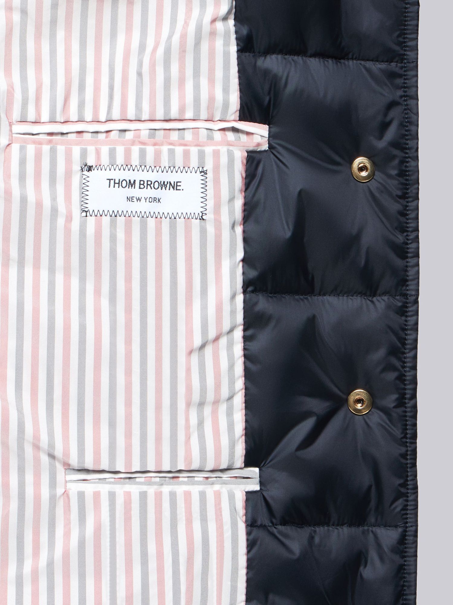 THOM BROWNE 4-BAR MATTE NYLON BAL COLLAR OVERCOAT