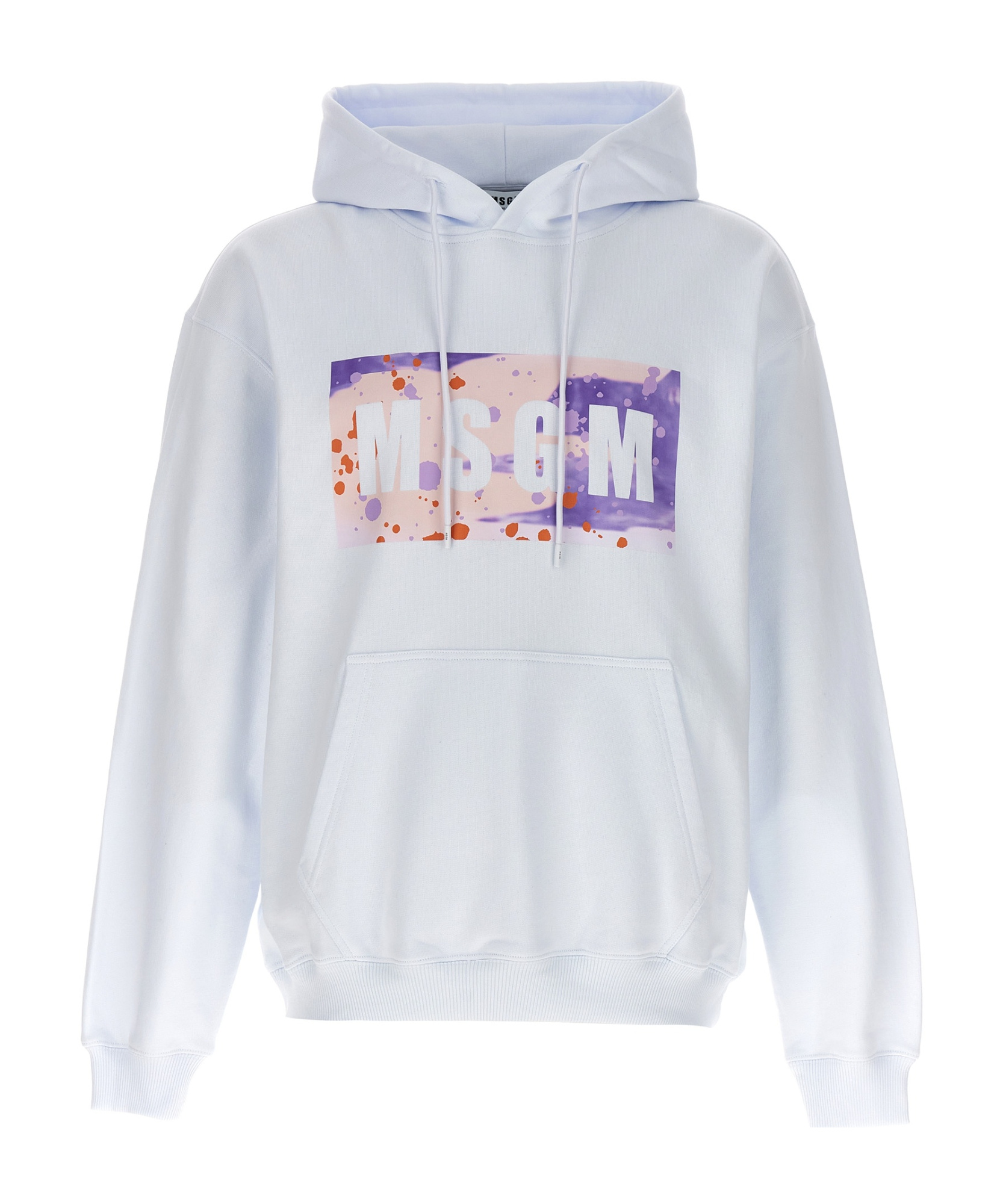 Msgm 'hooded Camo Logo' Sweater In White
