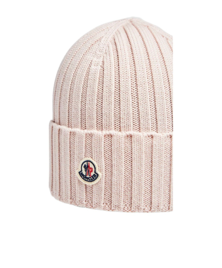 Moncler Logo Wool Wool Hat In Pink