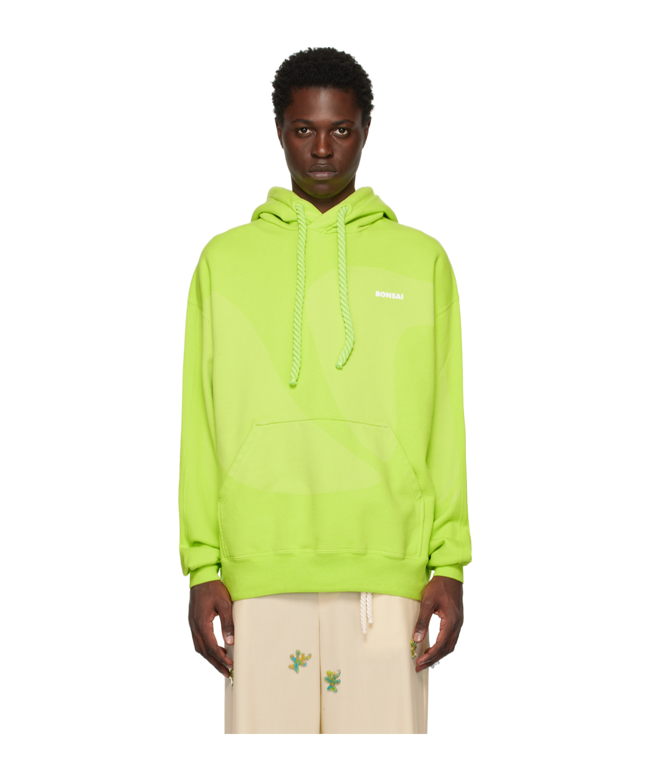 Bonsai Logo-print Drawstring Hoodie In Green