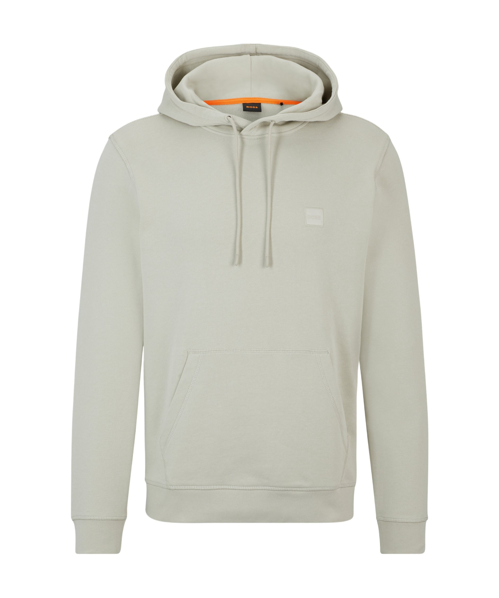 Hugo Boss Cotton-terry Hoodie With Logo Patch In Gray