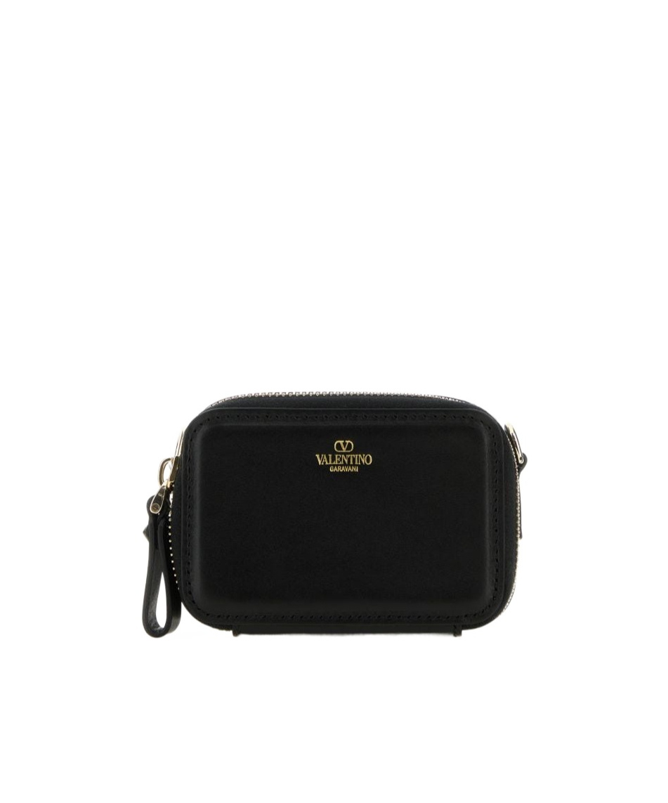 Valentino Rockstud Leather Crossbody Wallet In Black