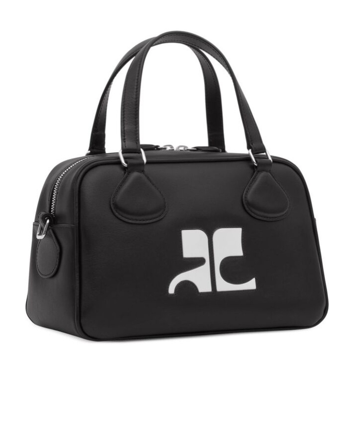 Courrèges Reedition Bowling Leather Bag In Black