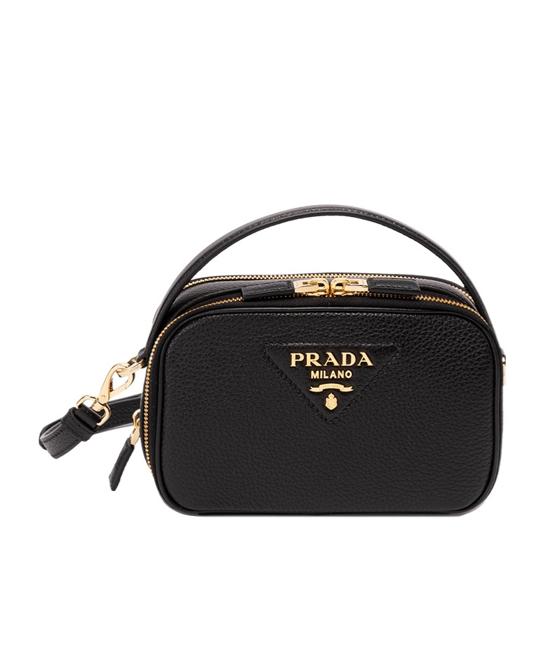 Shop Prada Triangle-logo Leather Tote Bag In Black