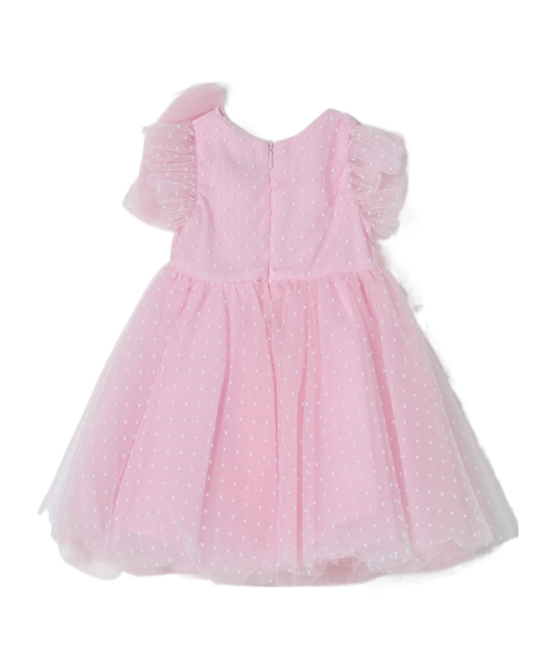 Monnalisa Point Desprit Flared Dress In Pink
