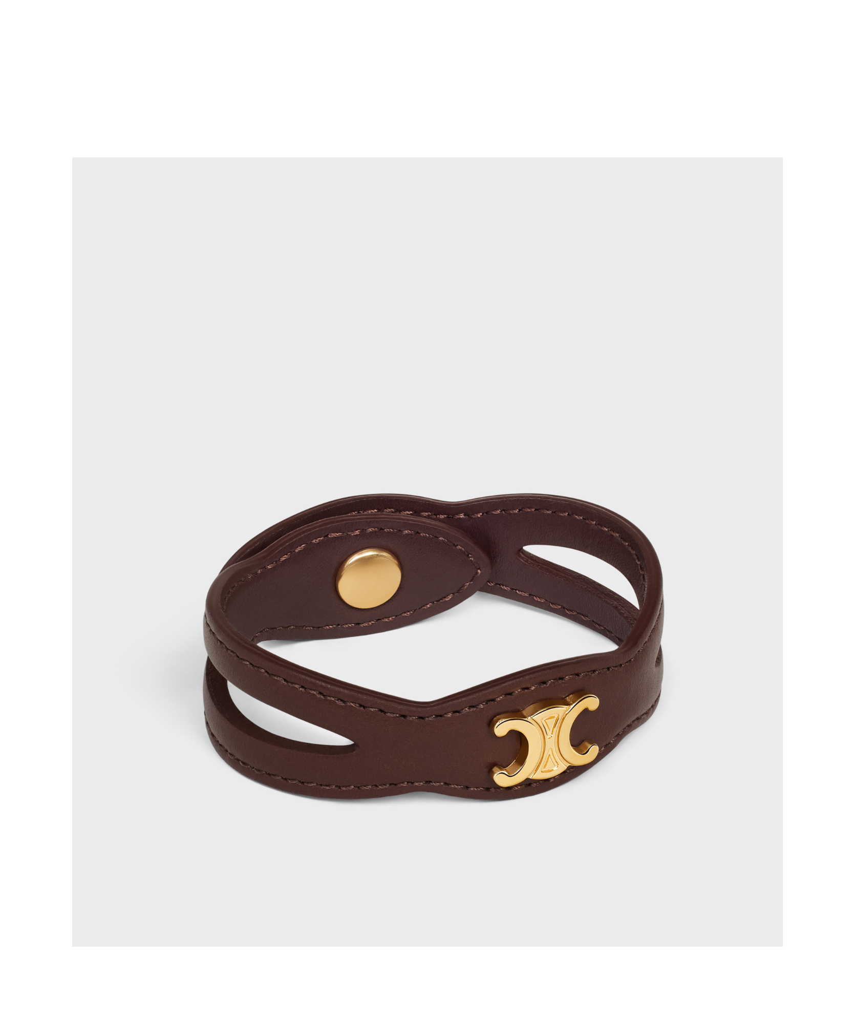 Celine Luxury Leather And Brass Bracelet With Gold Finish In Red