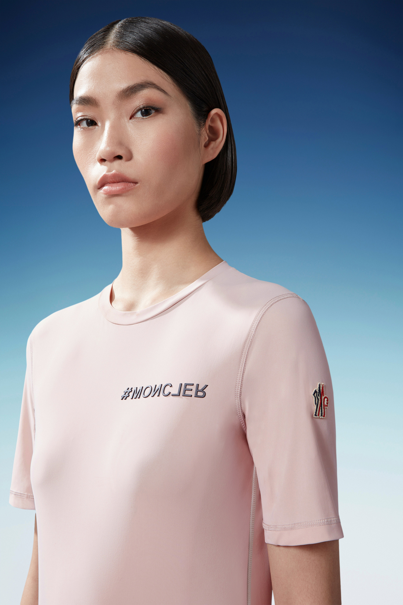 Moncler Logo-embossed Technical-jersey T-shirt In Pink