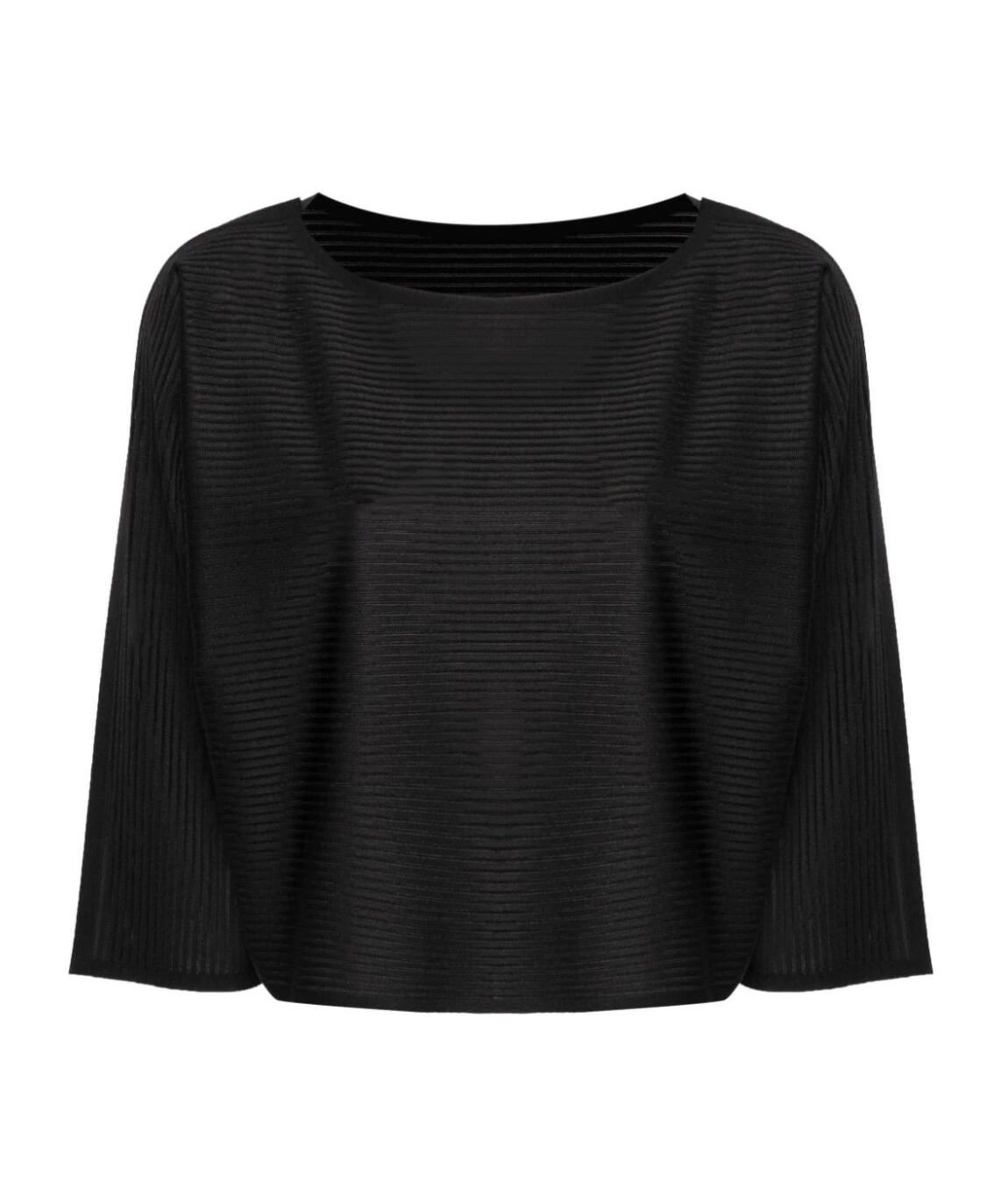 Issey Miyake Pleated Blouse With Round Neck In Black