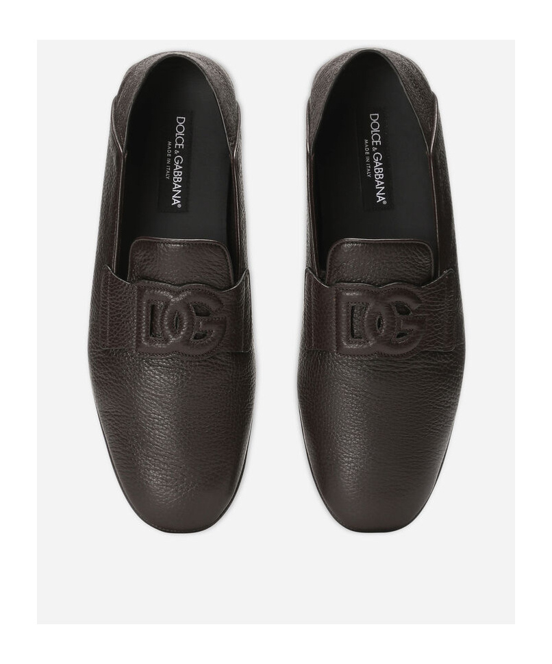 Dolce & Gabbana Round Head Loafer Shoes In Black