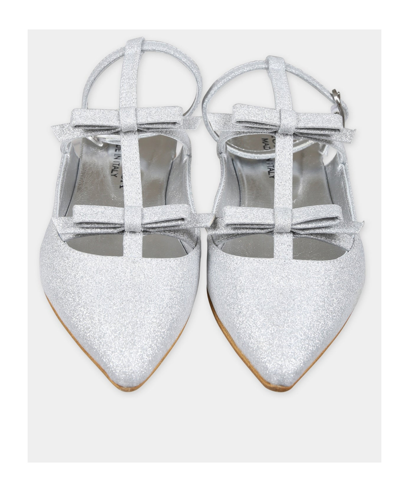 Monnalisa Fine Glitter Slingbacks In Gray