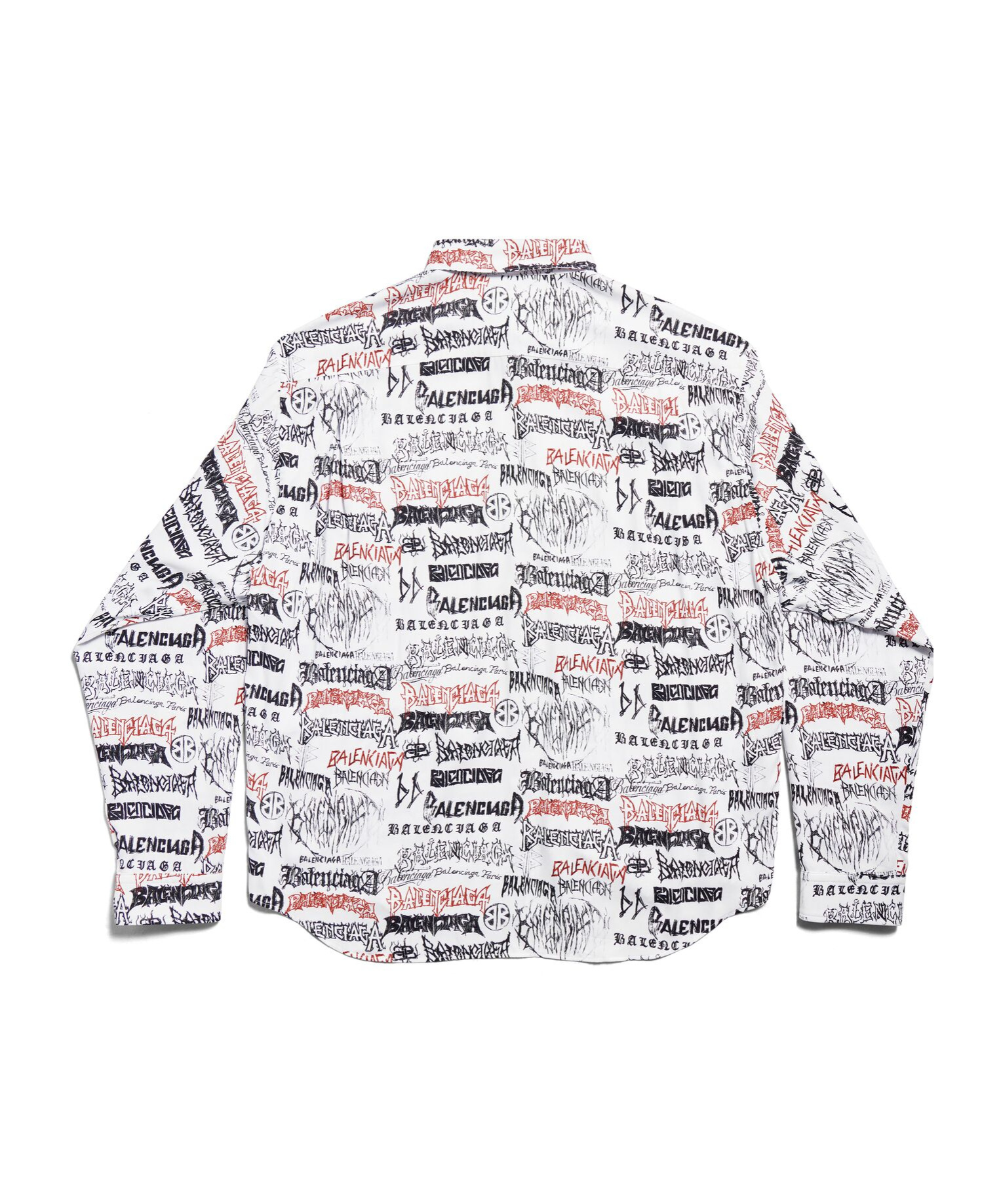 Balenciaga Graphic Print Long Sleeves Cuffed Shirt In White