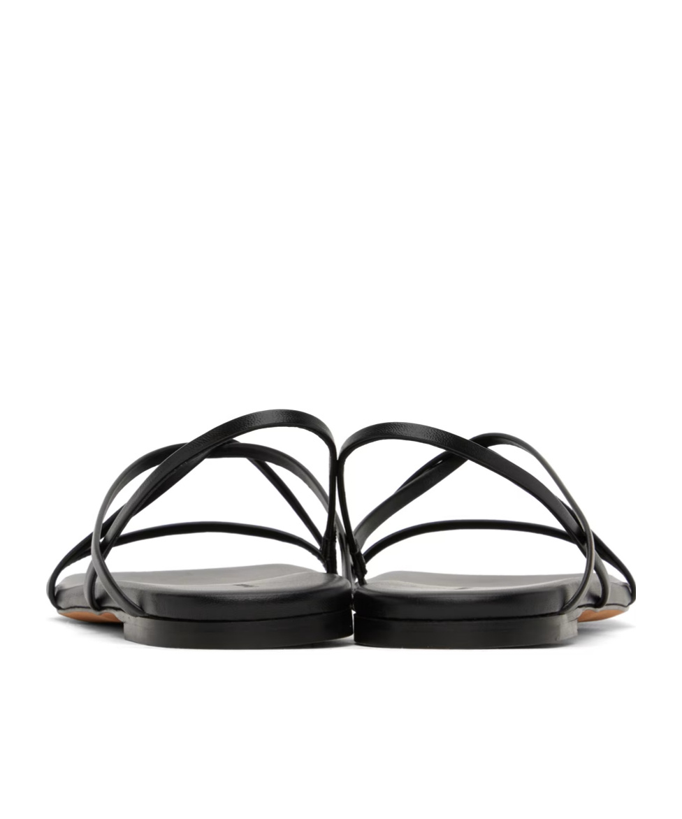 Proenza Schouler Black Square Strappy Flat Sandals In Black