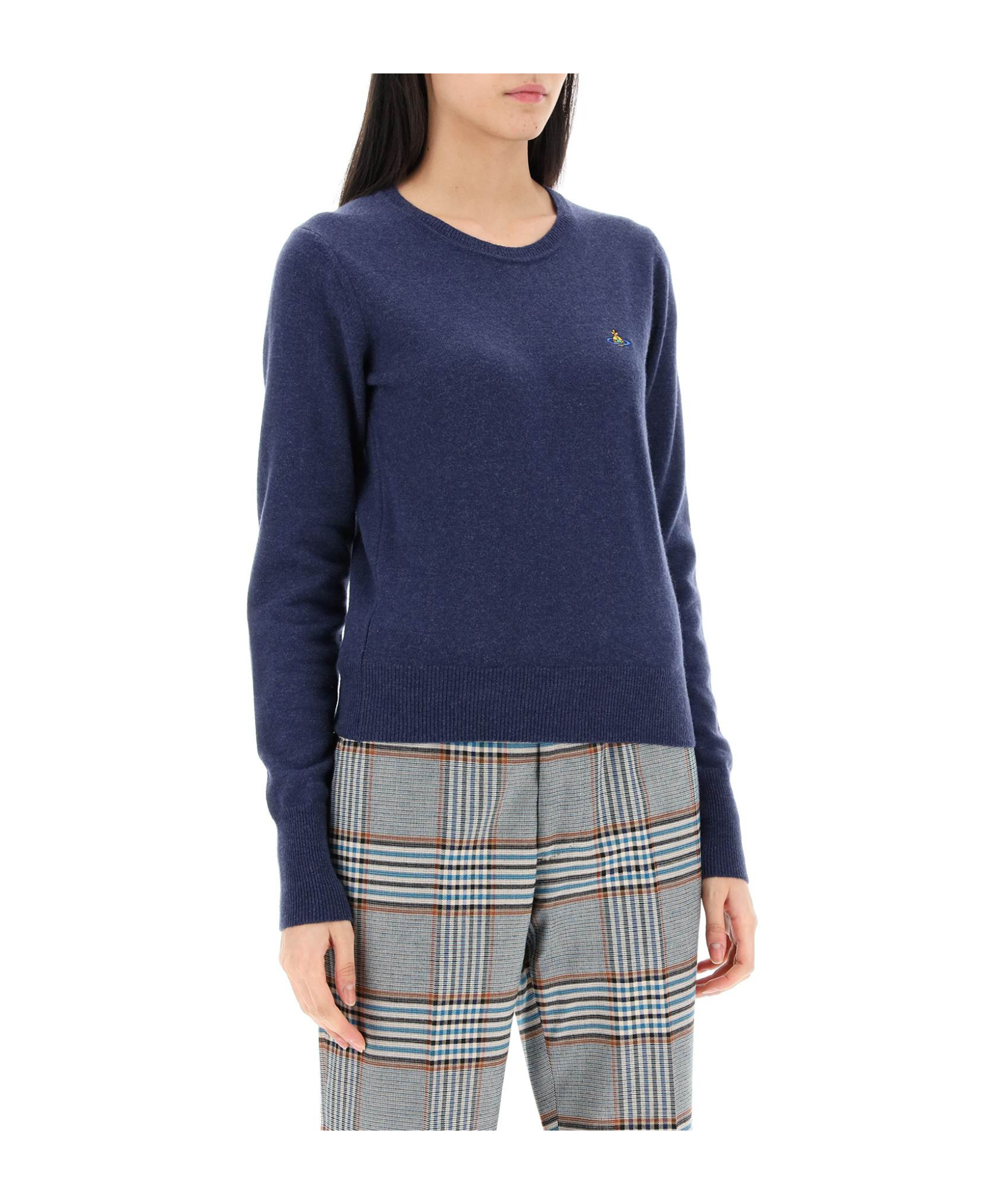 Vivienne Westwood Bea Cardigan With Logo Embroidery In Blue