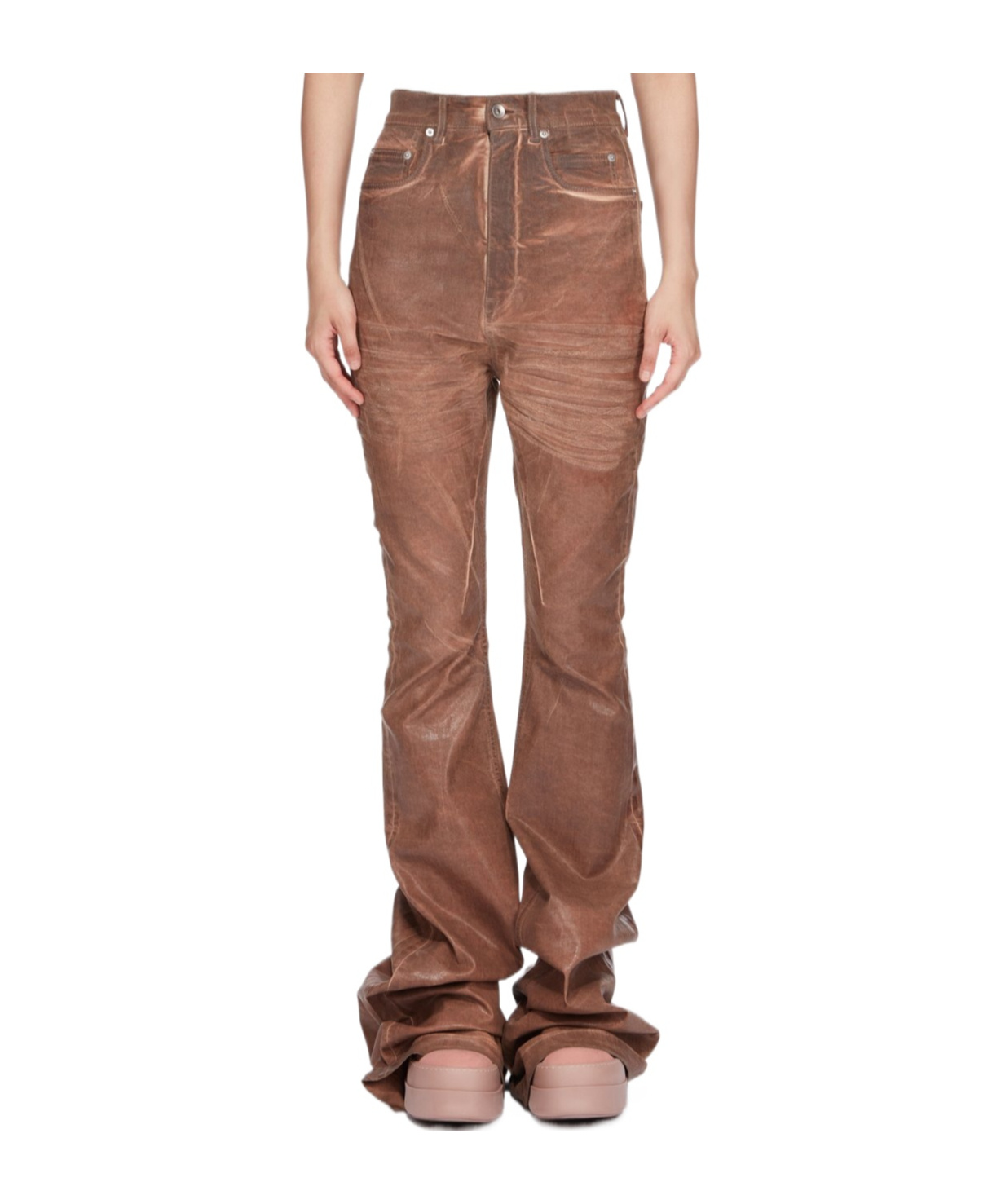 Shop Rick Owens Drkshdw Bolan High-waisted Flared Jeans In Brown
